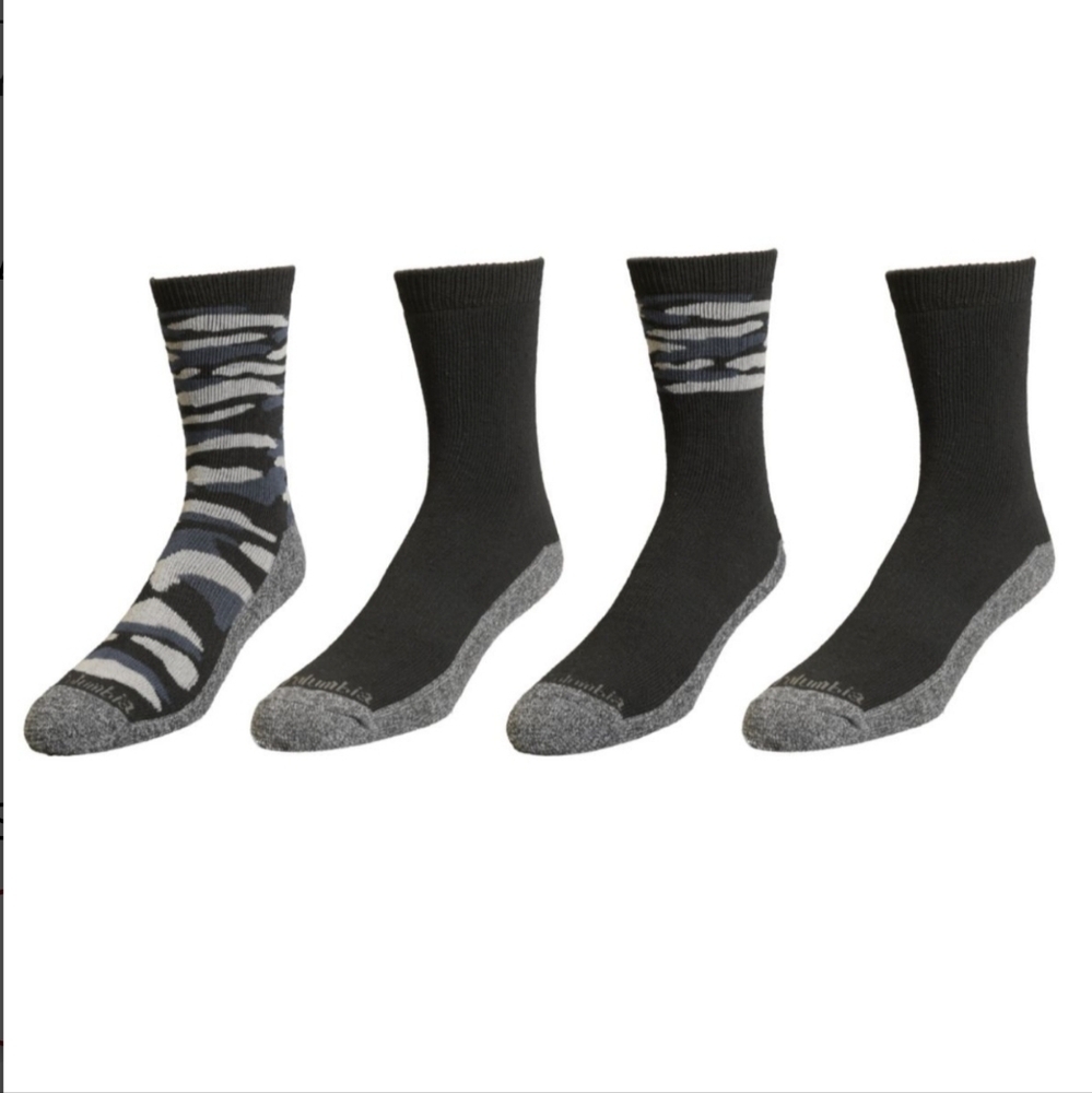 Mens Columbia Moisture Control Boot Socks 4pair Size 6-12 Full Cushion Arch Supp